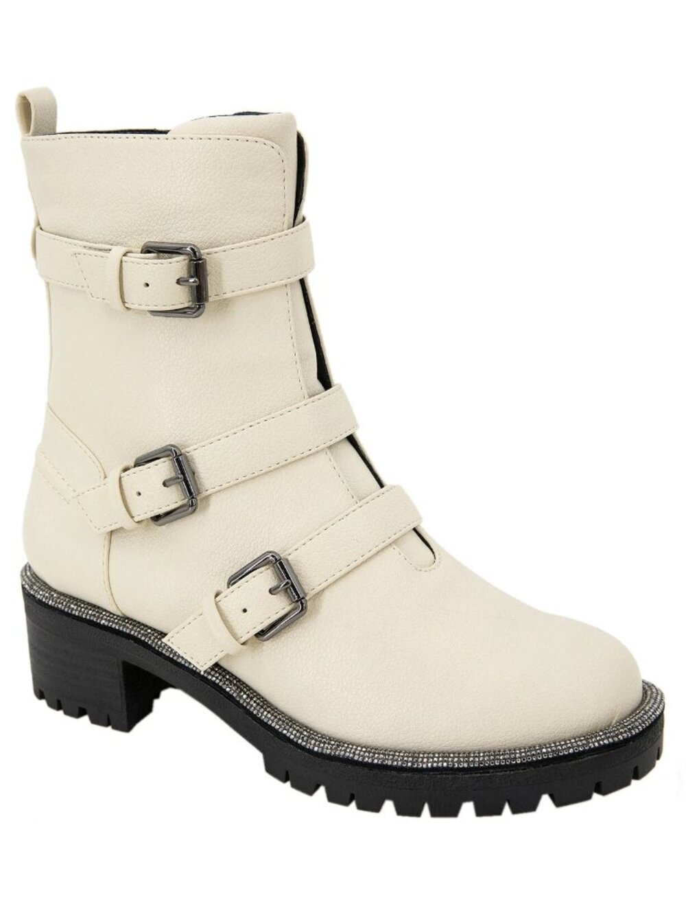 Kenneth Cole Reaction Womes Tate Biker Jewel Boot Ecru Size 5US